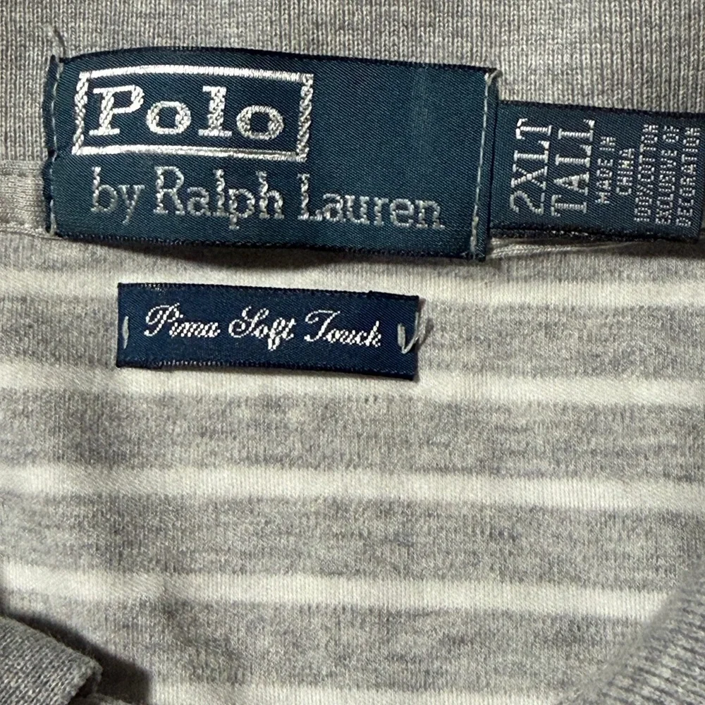 Polo Ralph Lauren grey white stripe short sleeve polo shirt‎ Pima soft size 2XLT